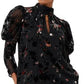 Size L Guthern Floral Burnout Top - Black EUC