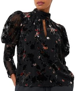 Size L Guthern Floral Burnout Top - Black EUC