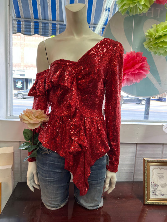 Size medium red sequined top