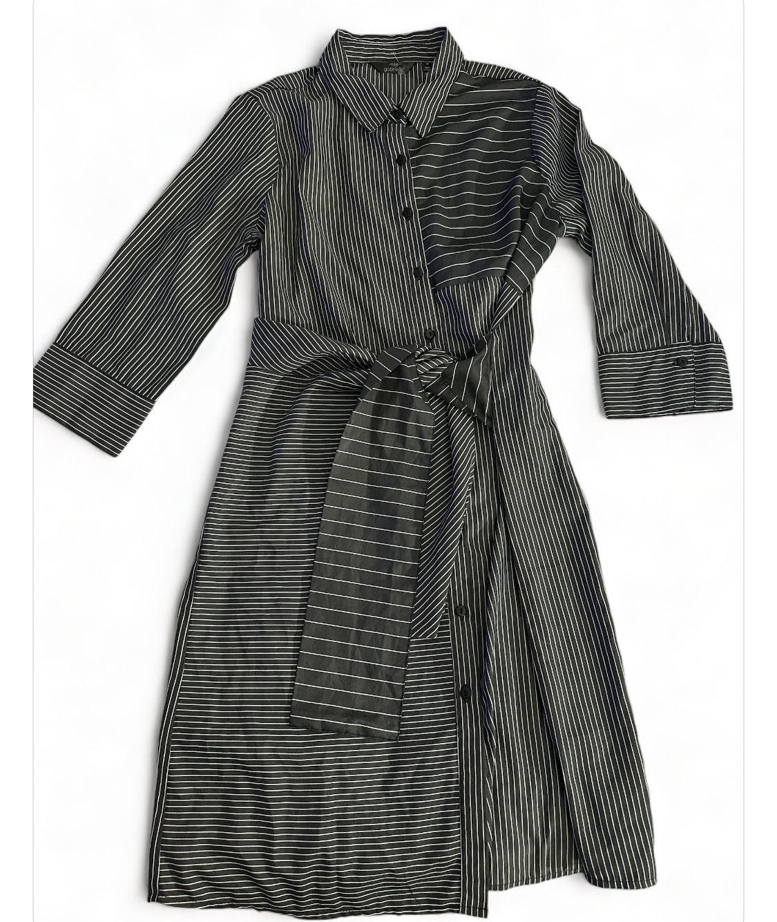 Size M grey and white striped shirt dress