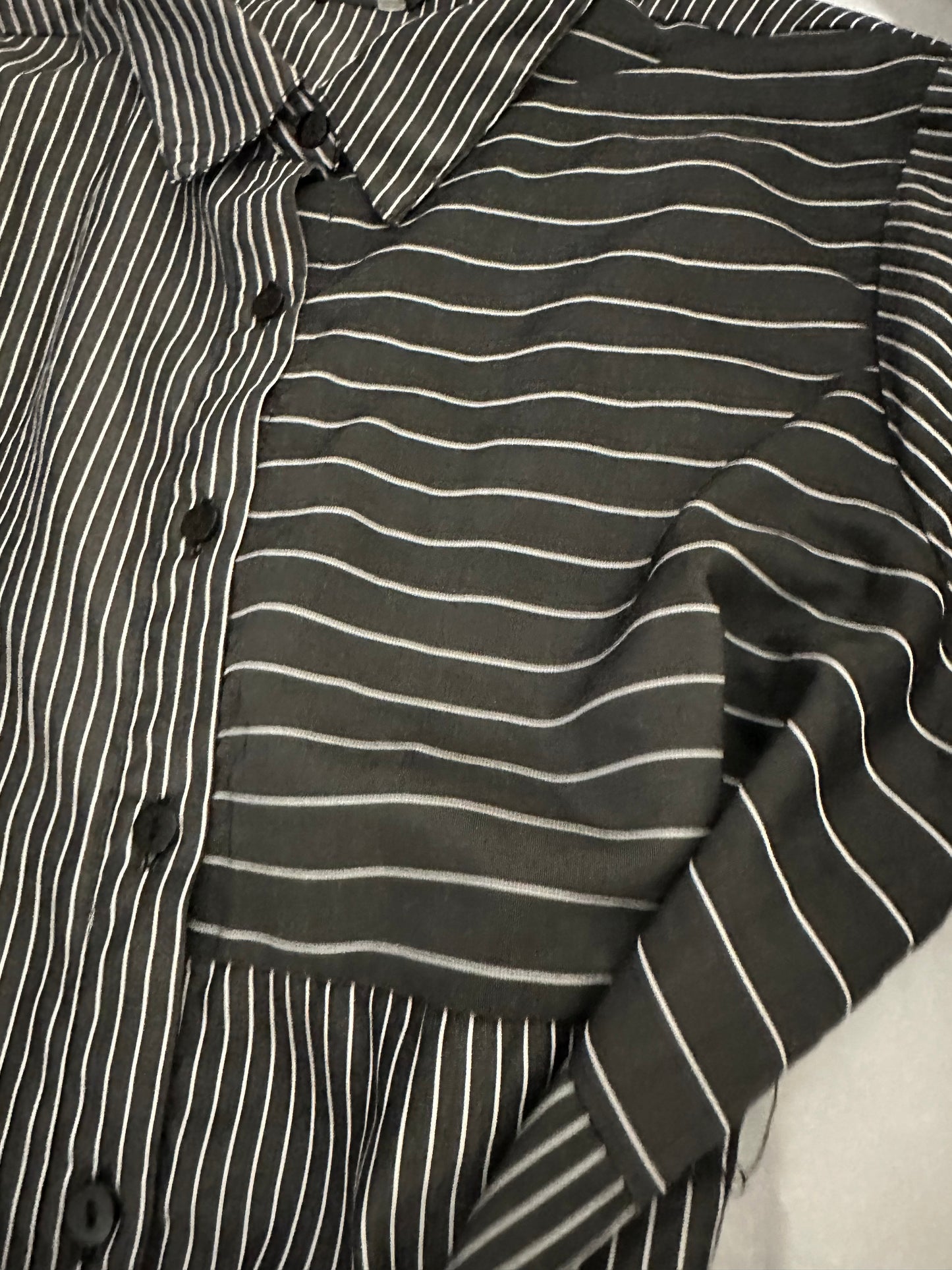 Size M grey and white striped shirt dress