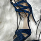 Size 40 Turkish shoe size (9 US) Eda Taspinar blue python heels