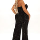 Size 3X NWT black Fashion Nova Sequin Party Jumpsuit