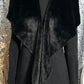 Fever Cardigan Sweater Women Size L Faux Fur Suede Black Long Shiny