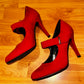 Size 9.5 Red suede strap heels