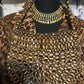 Size M animal print blazer and wooden bead handbag