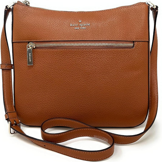 New Kate Spade New York Leila Colorblock Pebbled Leather Crossbody Bag (Warm gingerbread)