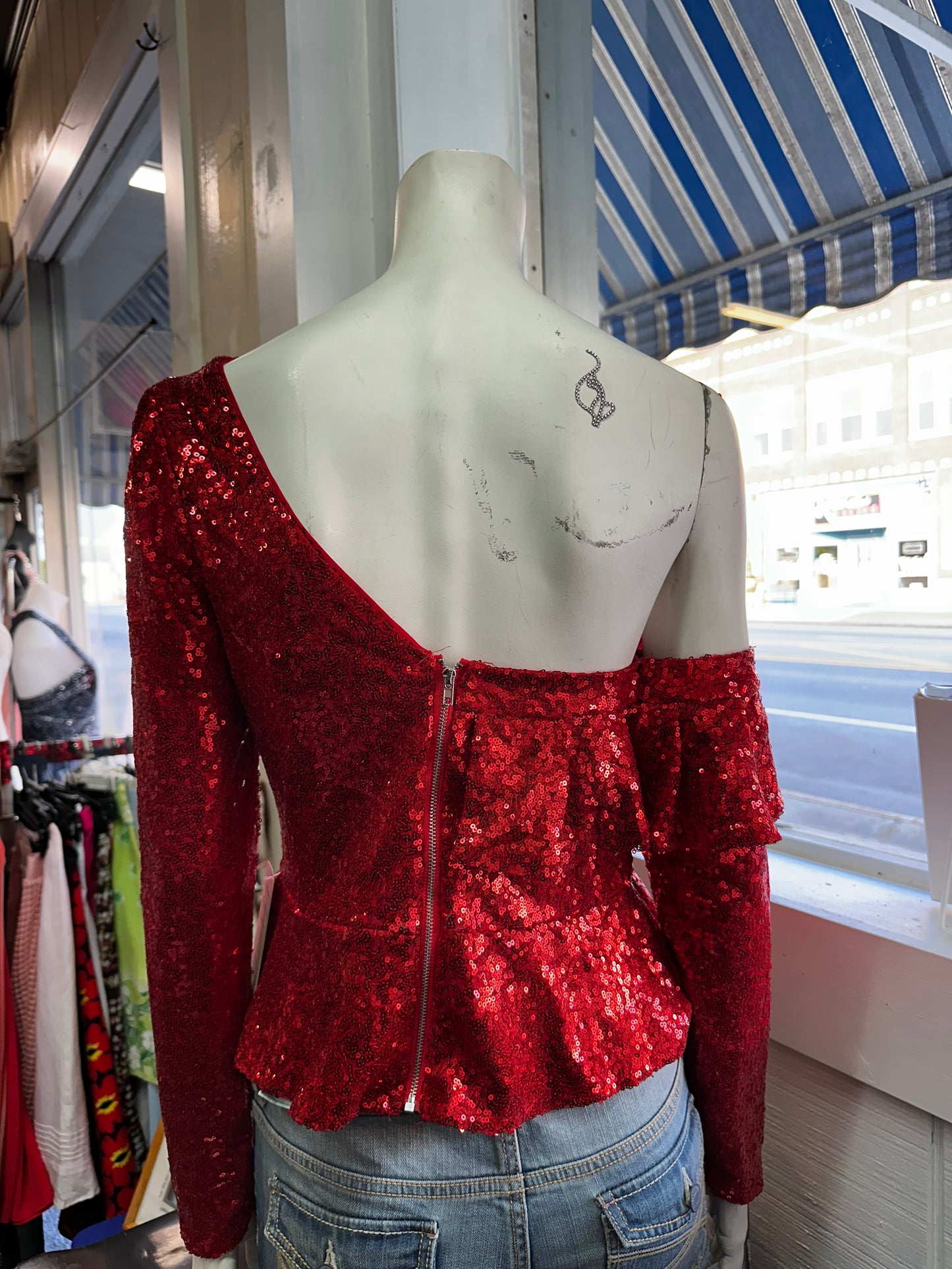 Size medium red sequined top