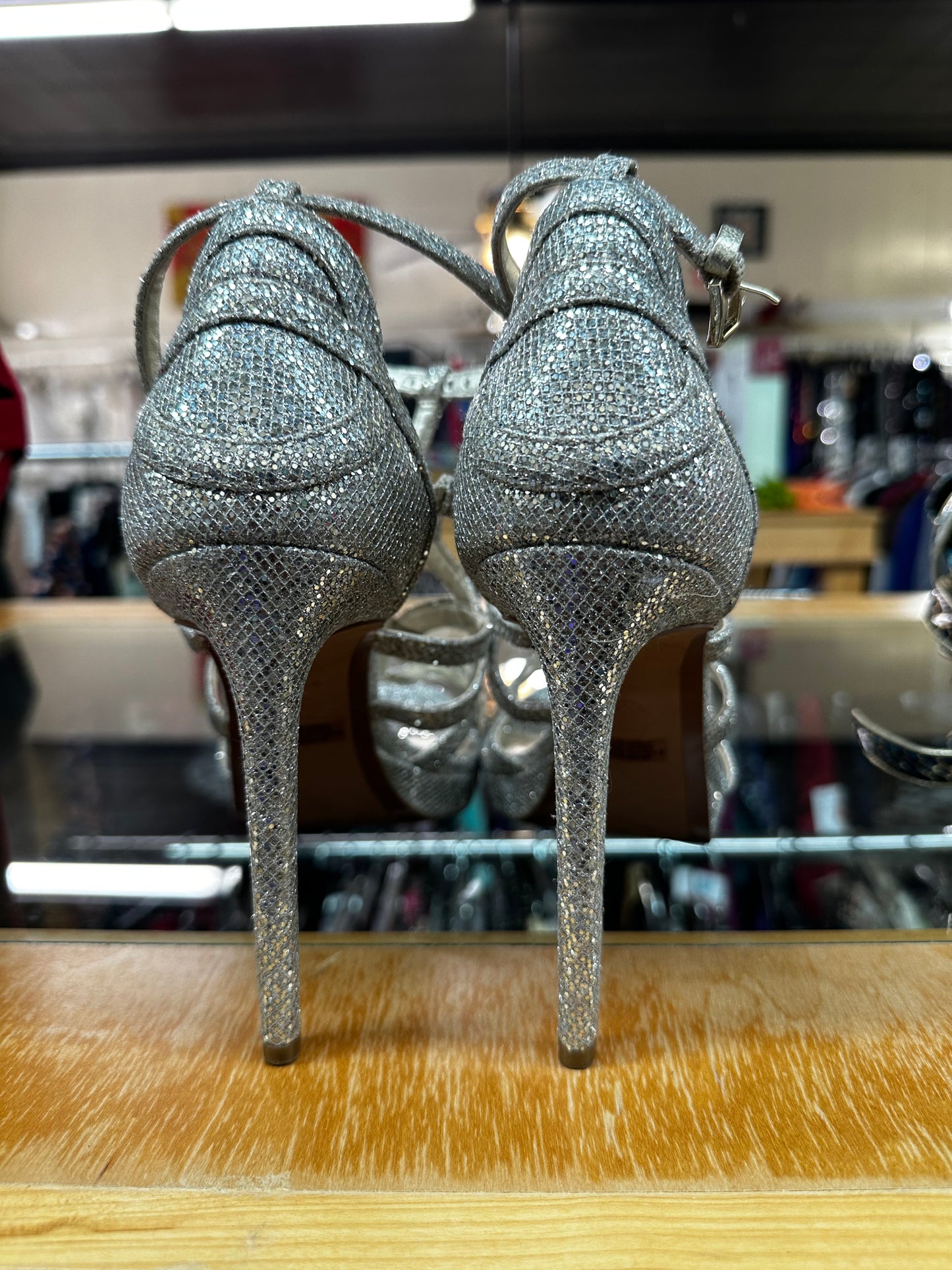 Size 11 Michael Kors silver with gold sparkles heels