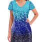 Size XXL NWT Glitter Short Sleeve Sequin Dress V Neck Mini Party Club Bodycon Dress