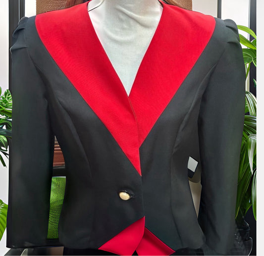 Vintage size 12 black and red blazer