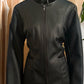 Size M Alfani black faux leather jacket