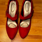 Size 9.5 Red suede strap heels