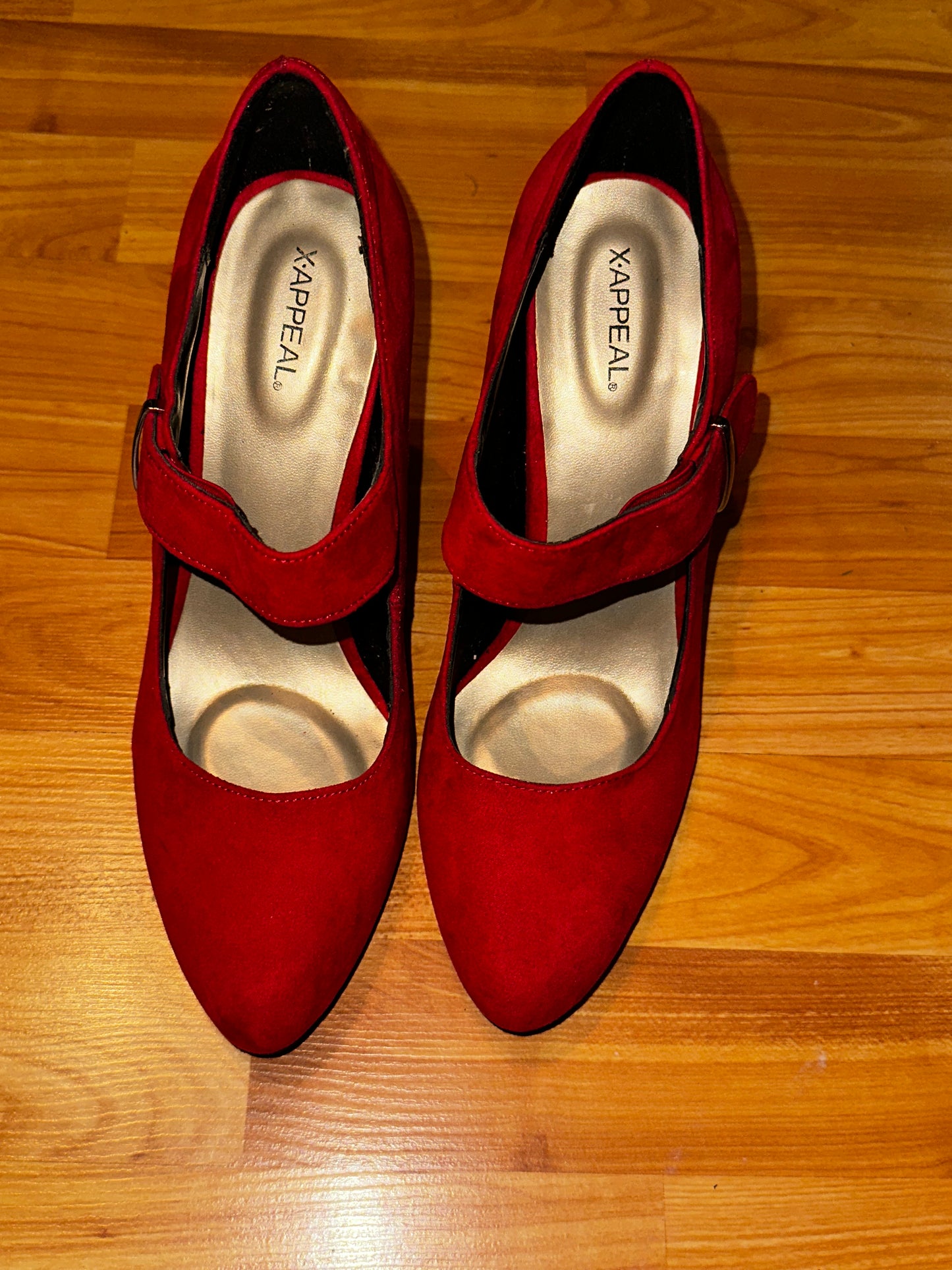 Size 9.5 Red suede strap heels