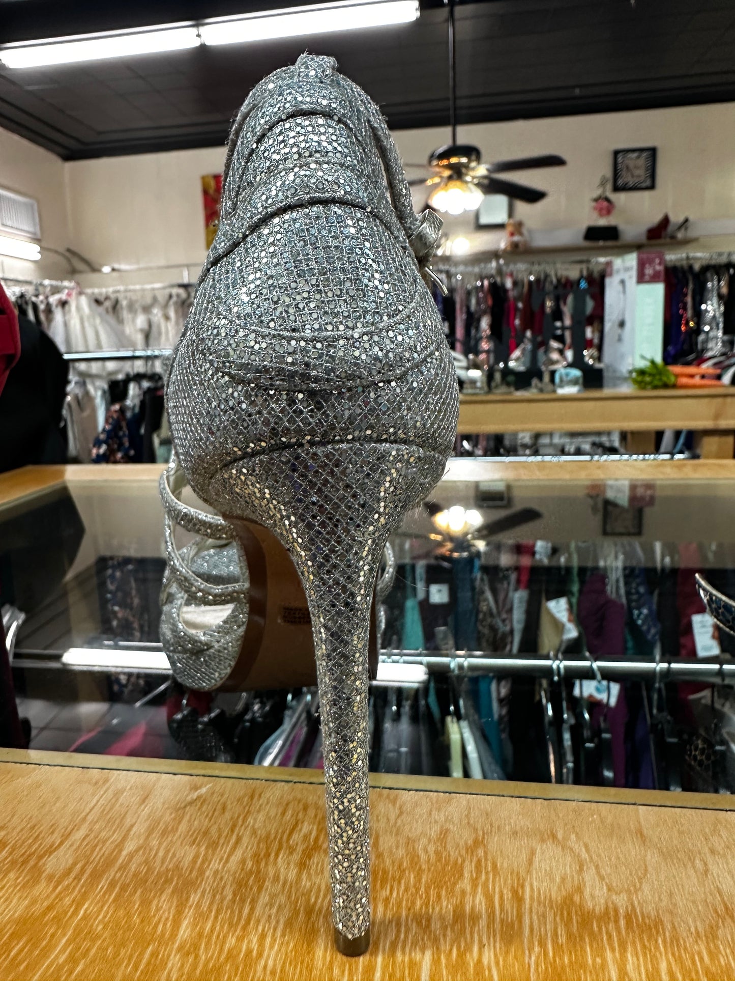 Size 11 Michael Kors silver with gold sparkles heels