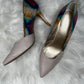 Size 11M Audrey Brooke nude colorful snakeskin pumps