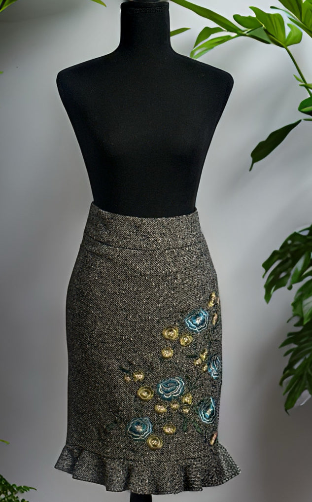 Classiques Entier size 4 wool blend tweed skirt