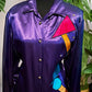 Size L vintage Silver Threads  purple blouse