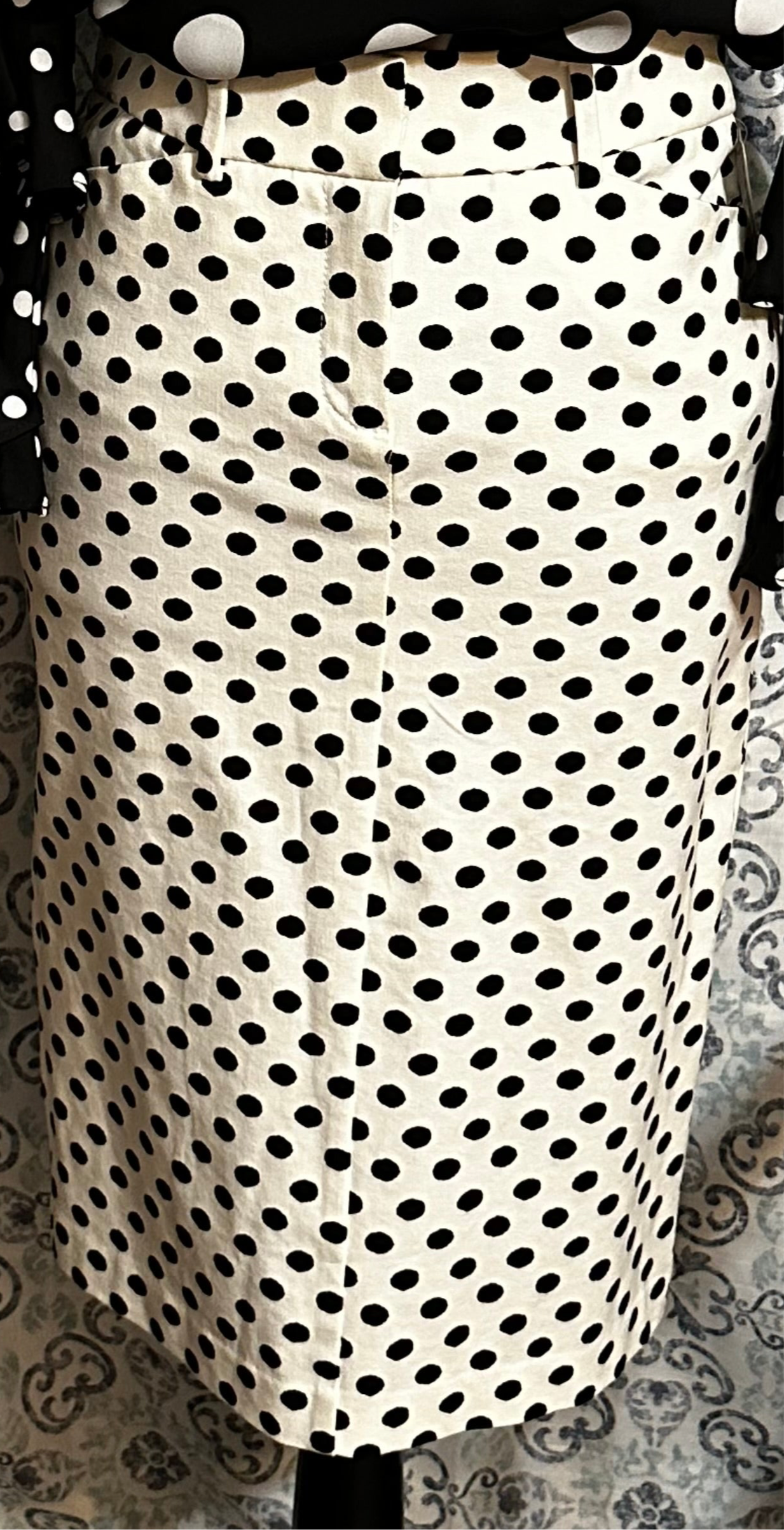 Size 0 NWT black and white polka dot skirt