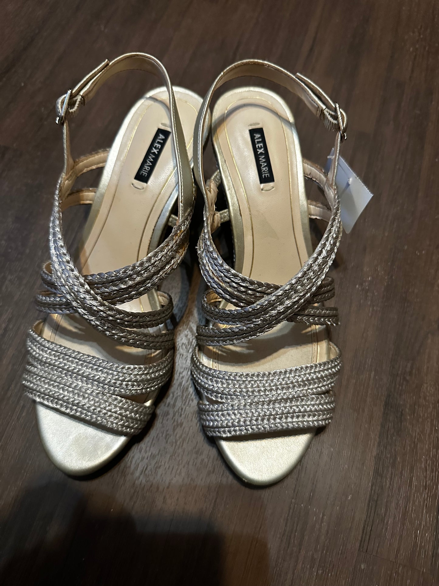 Alex Marie shoes, strappy wedge sandals, champagne size 7.5