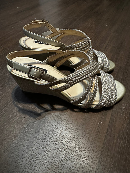 Alex Marie shoes, strappy wedge sandals, champagne size 7.5