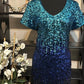 Size XXL NWT Glitter Short Sleeve Sequin Dress V Neck Mini Party Club Bodycon Dress