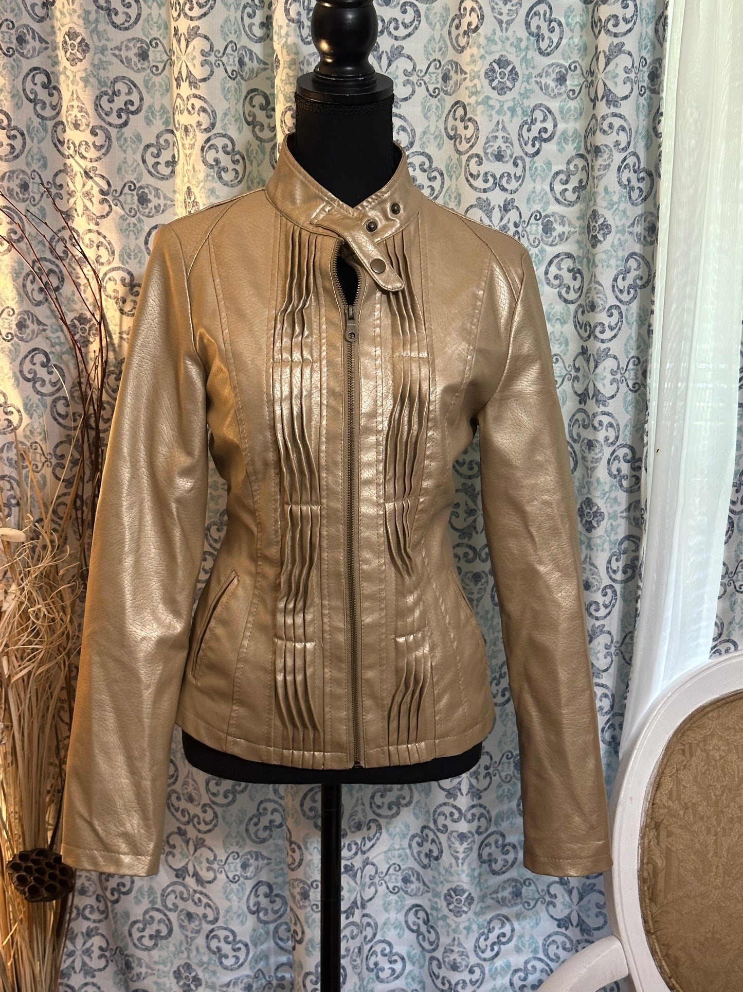 Size medium gold faux leather jacket