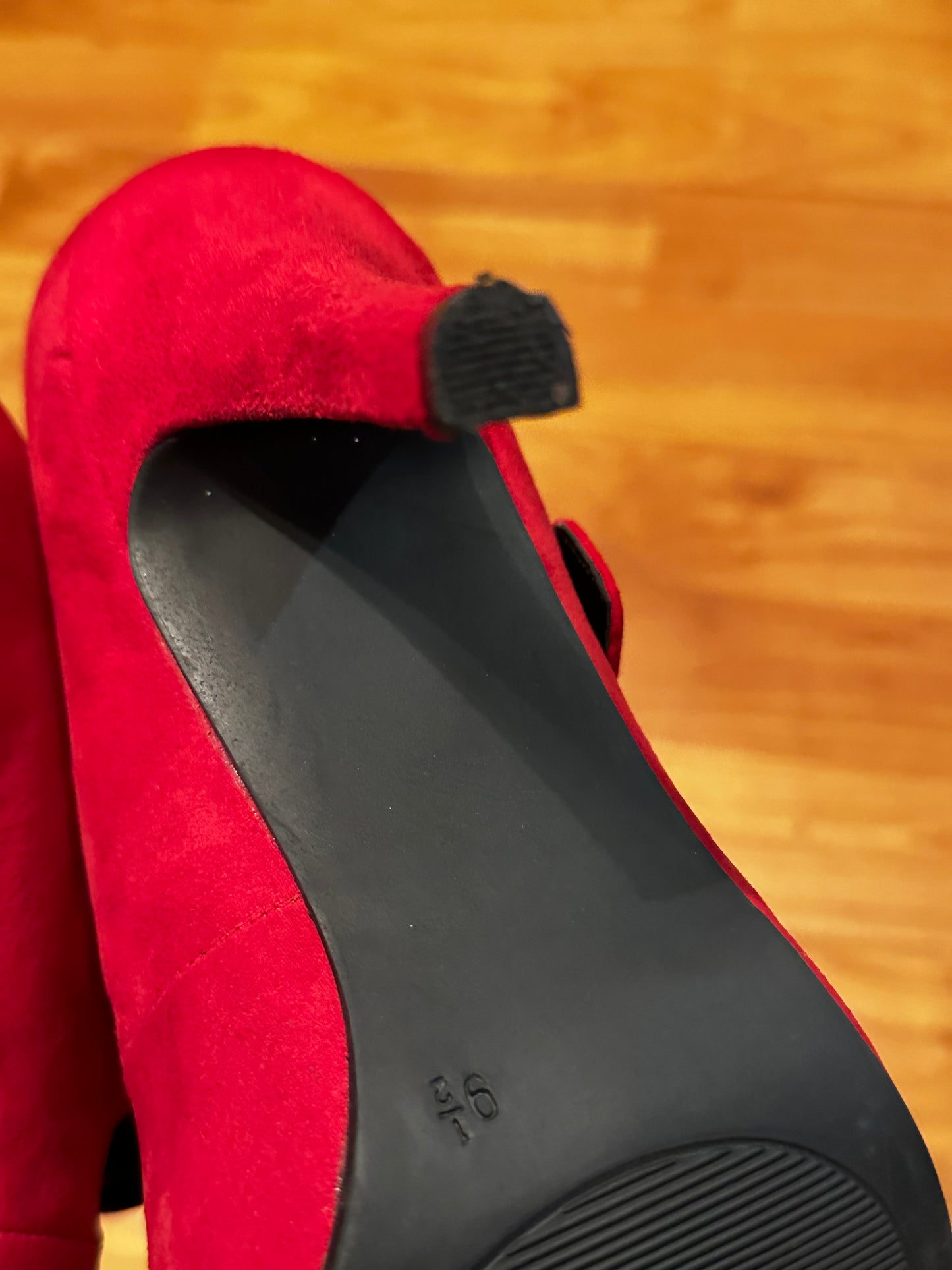 Size 9.5 Red suede strap heels