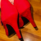 Size 9.5 Red suede strap heels