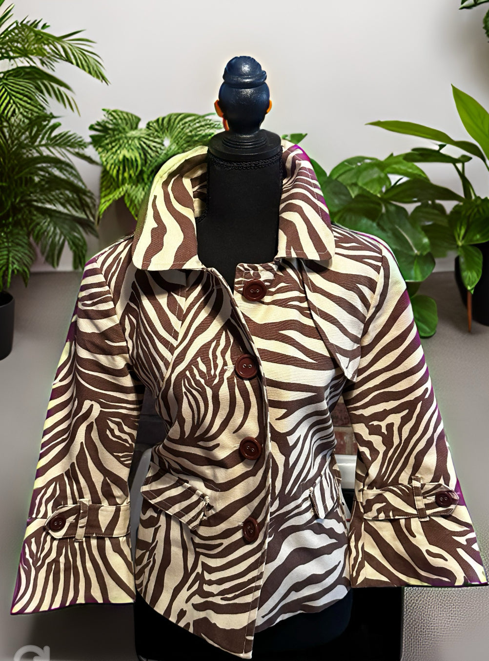 Size XL Rafaella tan and brown zebra print 3/4 sleeve