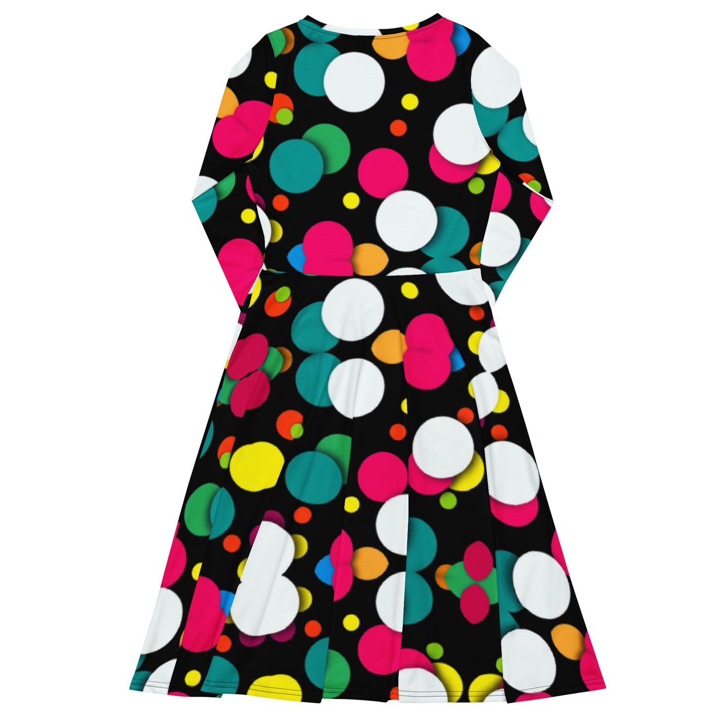 NEW Multi Print polka dot long sleeve midi dress