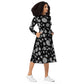 NEW Black and gray polka dot print long sleeve midi dress