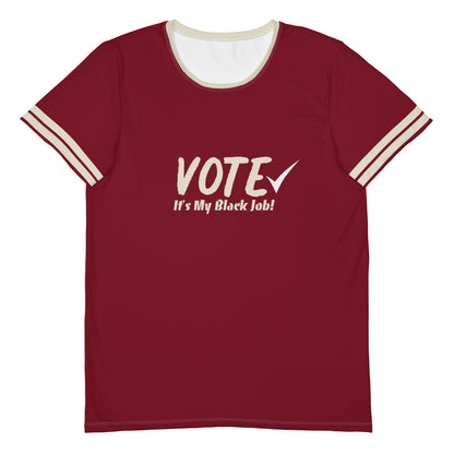 Vote Its My Black Job Burgundy and Cream All-Over Print Men's Athletic T-shirt