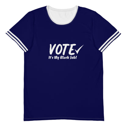 Vote Its My Black Job Blue and White All-Over Print Men's Athletic T-shirt