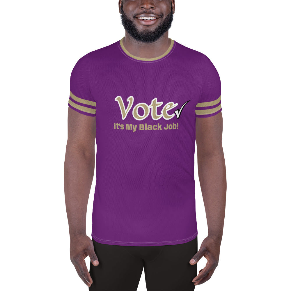 Purple and Gold - VOTE. All-Over Print Men's Athletic T-shirt