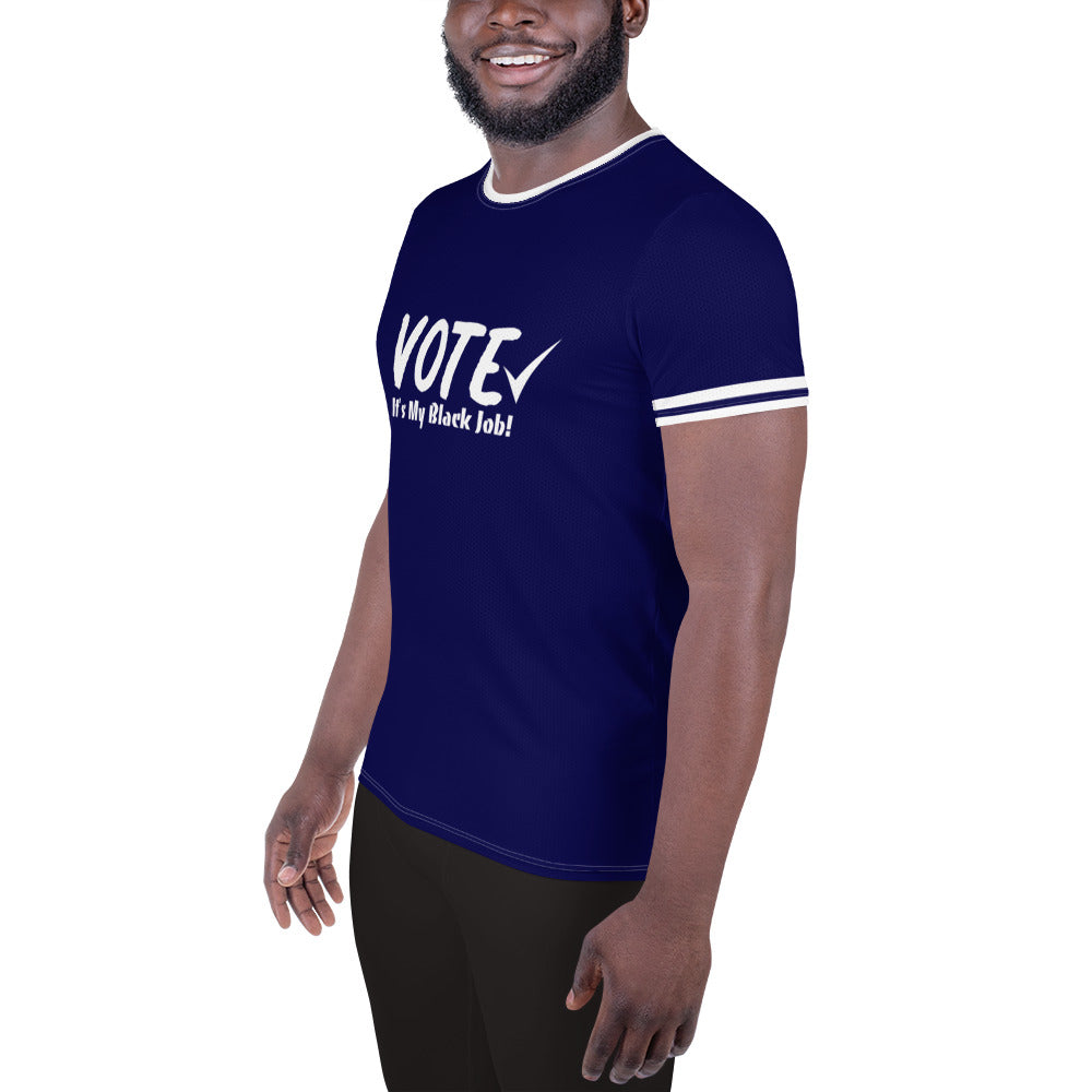 VOTE - Blue and White All-Over Print Men's Athletic T-shirt