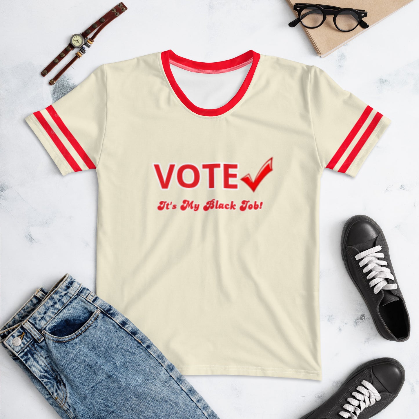 Vote Its My Black Vote Cream and Red Women's T-shirt