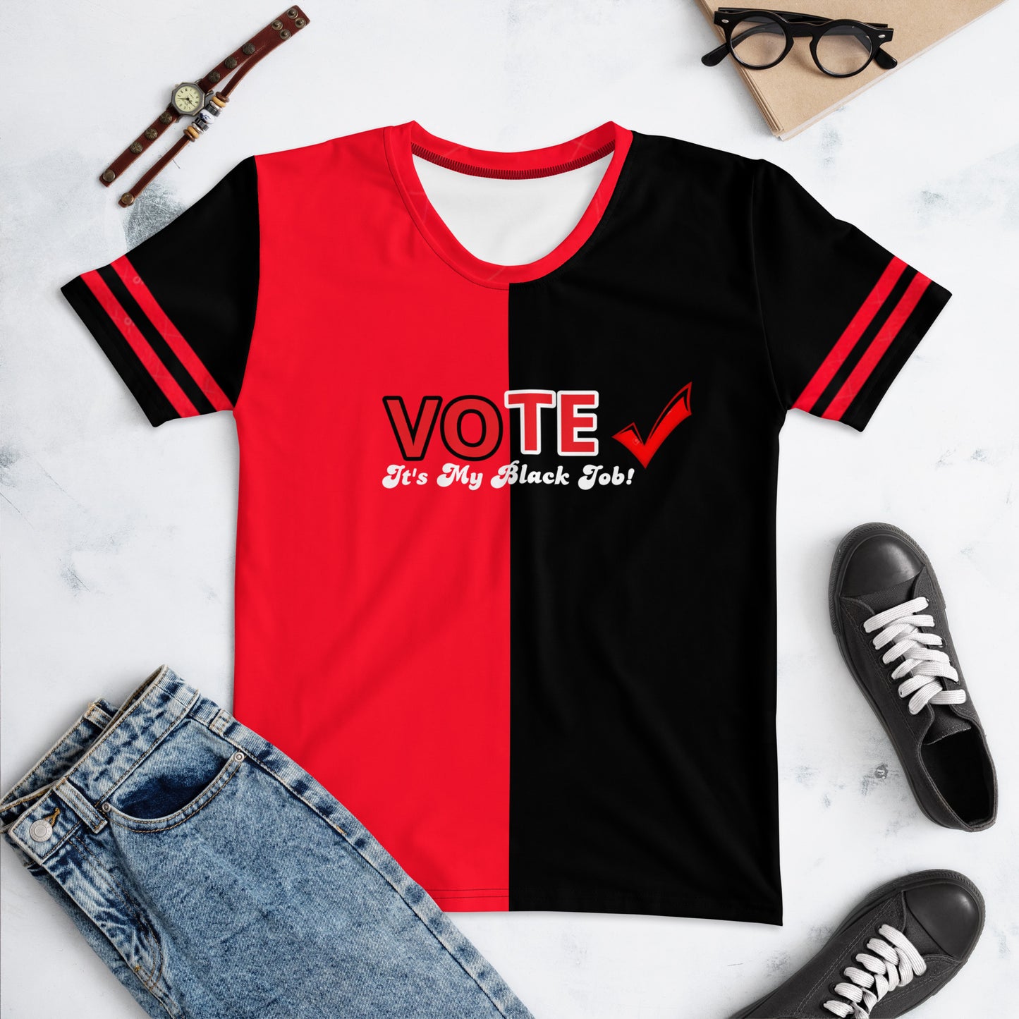 VOTE Its My Black Job Split black and red Women's T-shirt