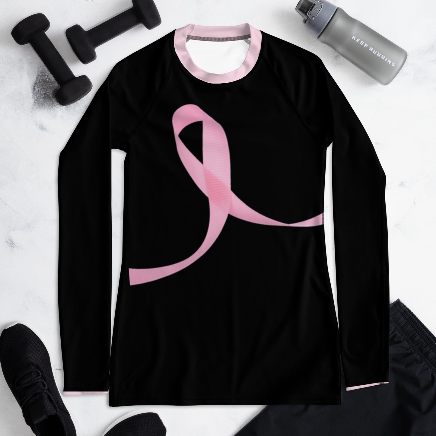 Pink Trim - Breast Cancer Awareness -Women's Rash Guard