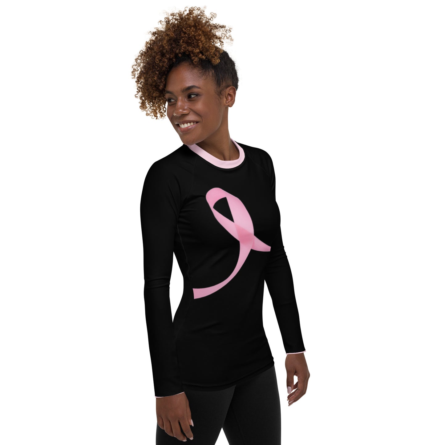 Pink Trim - Breast Cancer Awareness -Women's Rash Guard