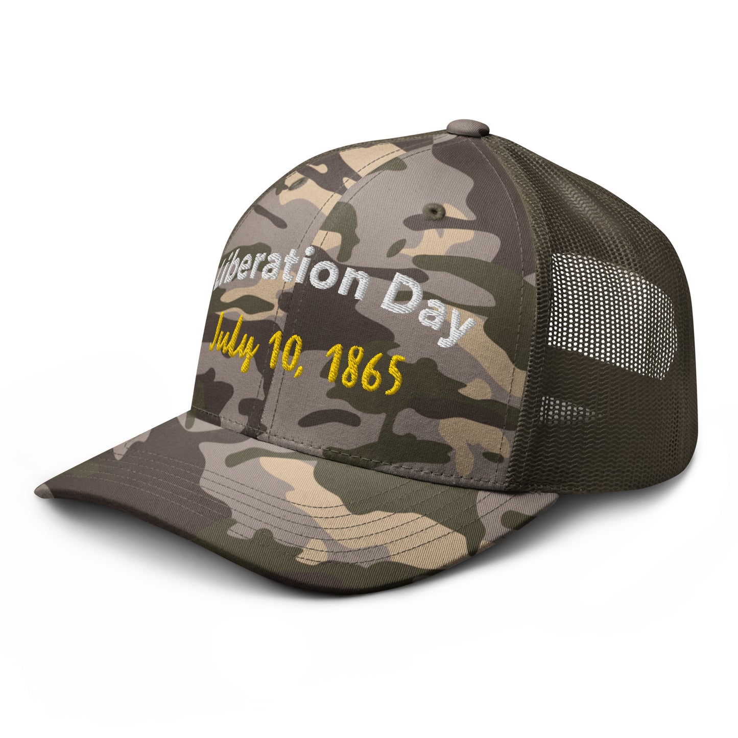 Liberation Day Camouflage trucker hat