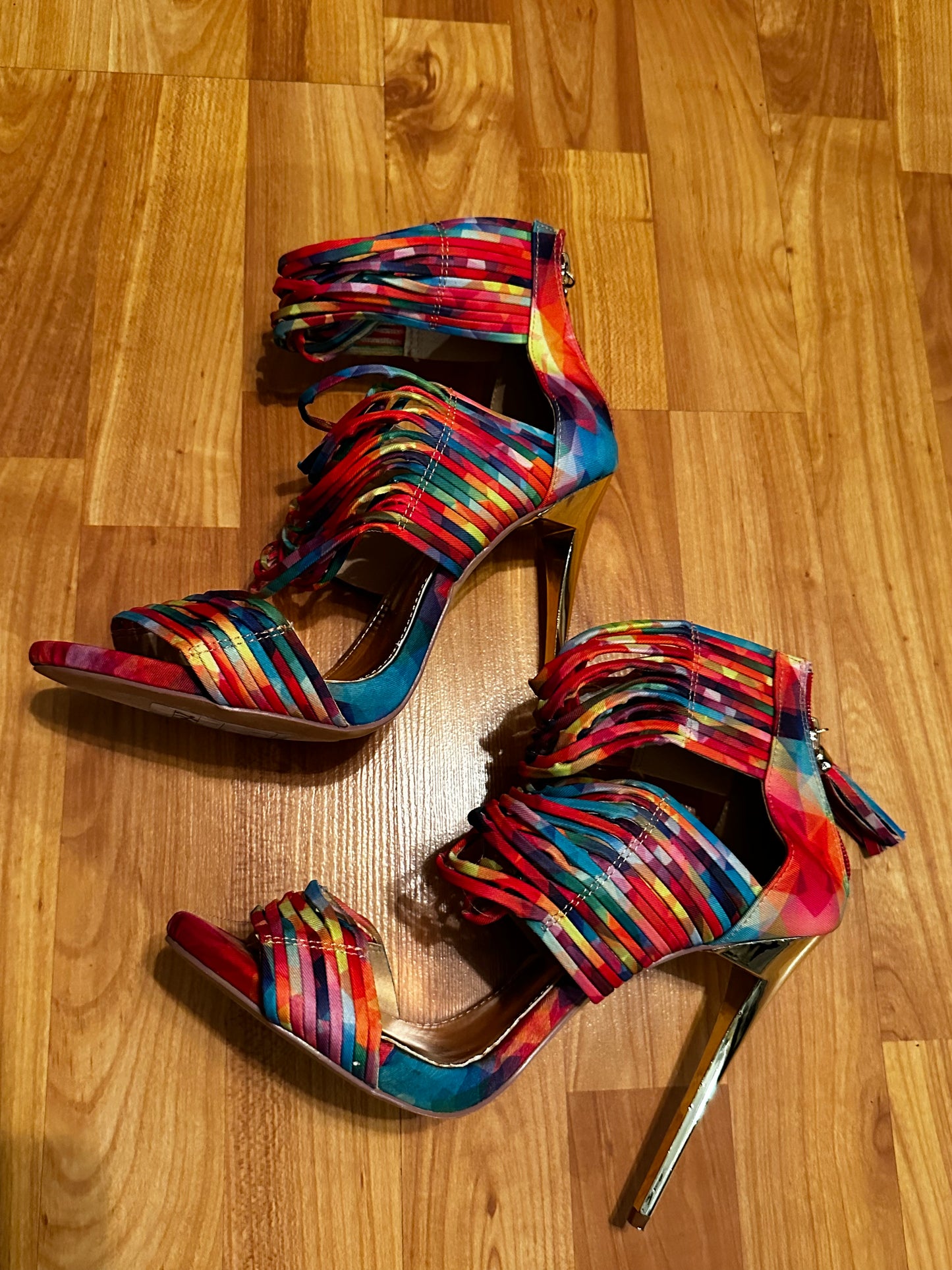 Size 10 rainbow color Liliana high heels