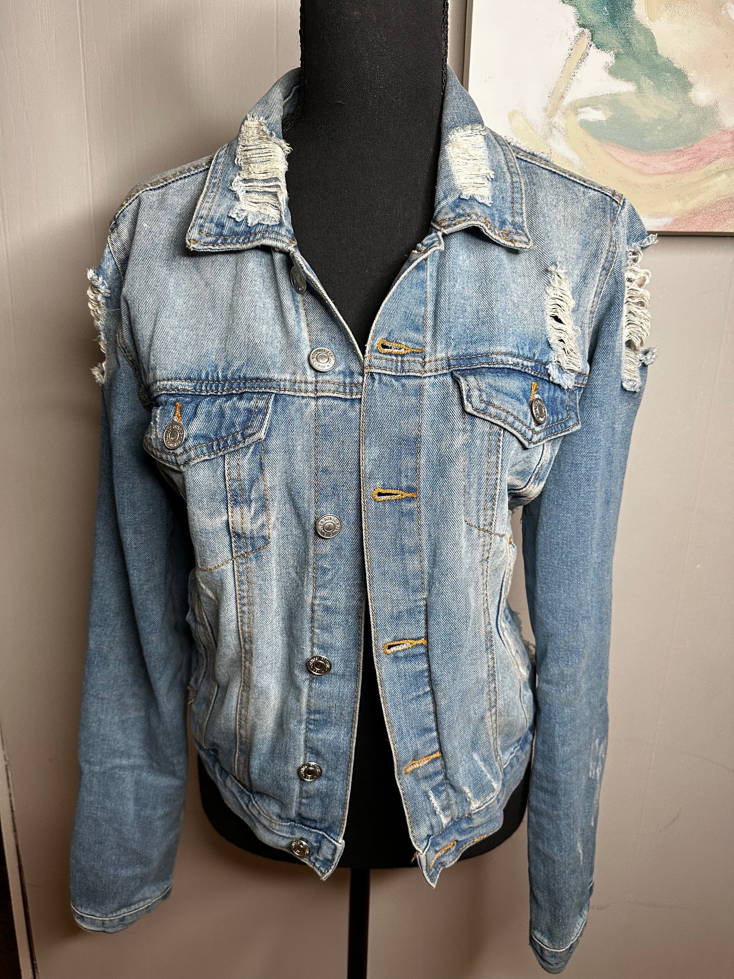 Size XL Almost Famous distressed denim jacket