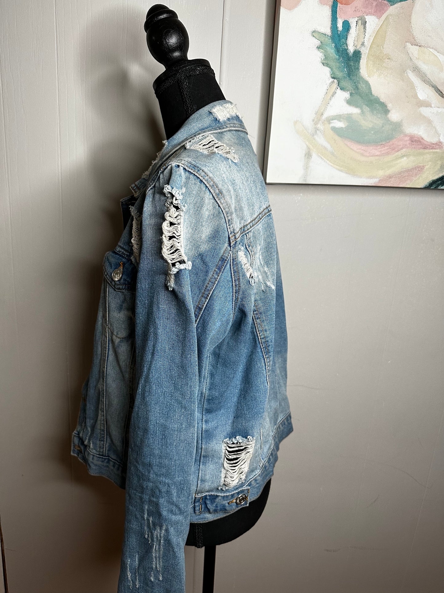 Size XL Almost Famous distressed denim jacket