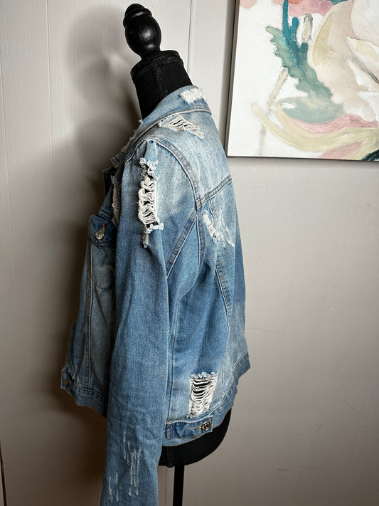 Size XL Almost Famous distressed denim jacket