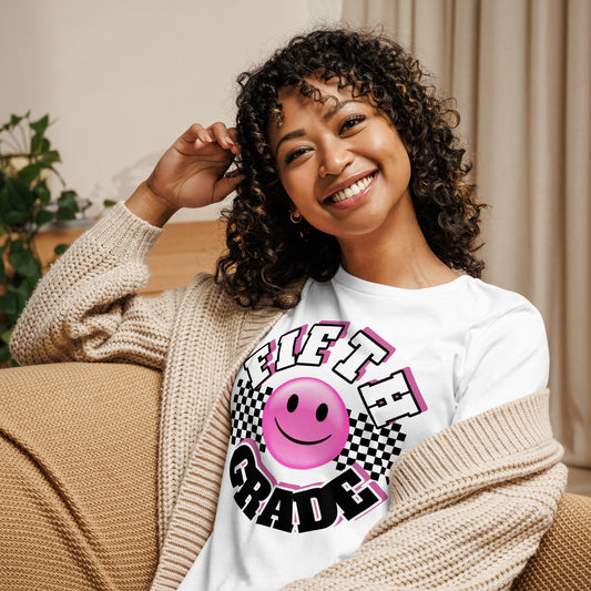 Fifth Grade and Pink Smiley Face Women's Relaxed T-Shirt