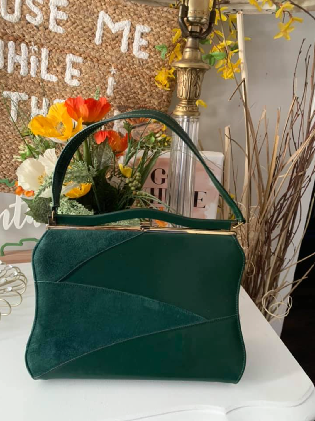 Risqué simulated leather handbag circa 1960 - green