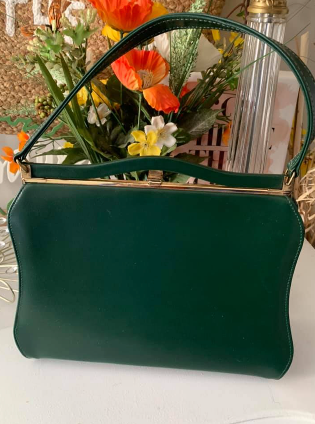 Risqué simulated leather handbag circa 1960 - green