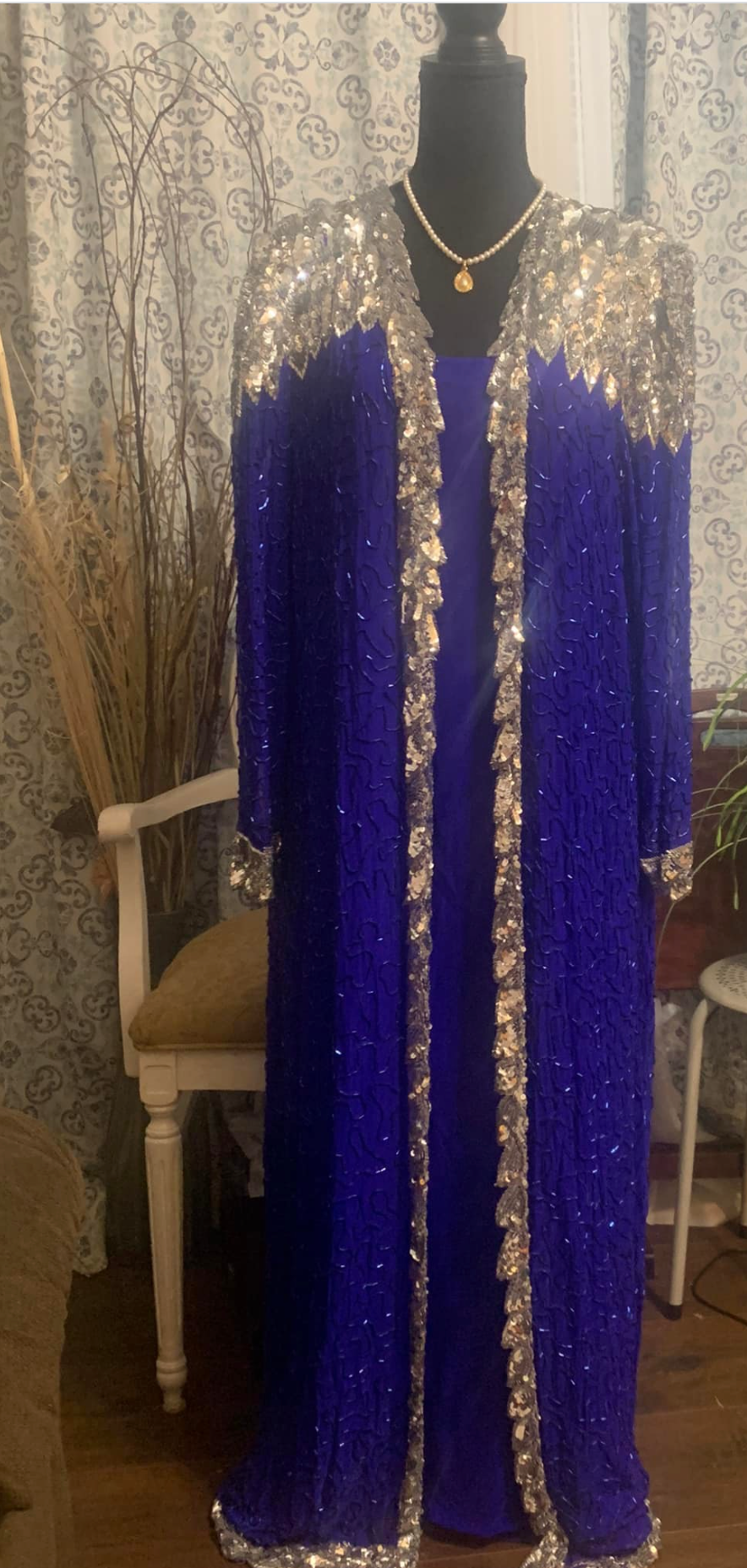 Vintage Sequined duster with silk dress