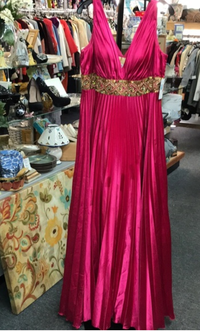 Size 16W beautiful fuchsia with gold sequined dress by Cassandra Stone II - Fuschia